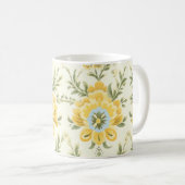 ヴィンテージ消音黄色の花柄 コーヒーマグカップ (正面右)