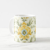 ヴィンテージ消音黄色の花柄 コーヒーマグカップ (正面左)