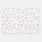 ヴィンテージ淡い色のピンクブルーフローラフかわいらしラワー ラッピングペーパーシート (正面3)