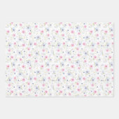 ヴィンテージ淡い色のピンクブルーフローラフかわいらしラワー ラッピングペーパーシート (正面2)