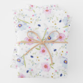 ヴィンテージ淡い色のピンクブルーフローラフかわいらしラワー ラッピングペーパーシート (インサイチュ)