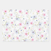 ヴィンテージ淡い色のピンクブルーフローラフかわいらしラワー ラッピングペーパーシート (正面)
