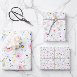 ヴィンテージ淡い色のピンクブルーフローラフかわいらしラワー ラッピングペーパーシート
