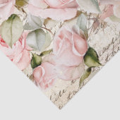 ヴィンテージ淡い色のピンクローゼオールドレタークロックデコップページ 薄葉紙 (詳細)