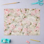 ヴィンテージ淡い色のピンクローゼオールドレターデコップページ 薄葉紙 (クラフト)