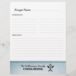 ヴィンテージ淡い色のブルーファミリークックブックバインダーインサート