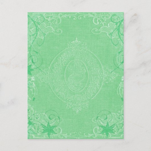 ヴィンテージ淡い色のミントグリーン、アンティークブックカバースタイル ポストカード (正面)