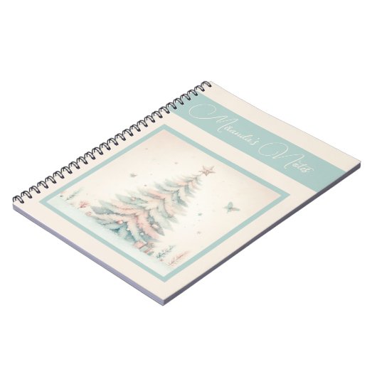 ヴィンテージ淡い色のメリークリスマスパーソナライズされたノート ノートブック (左側)