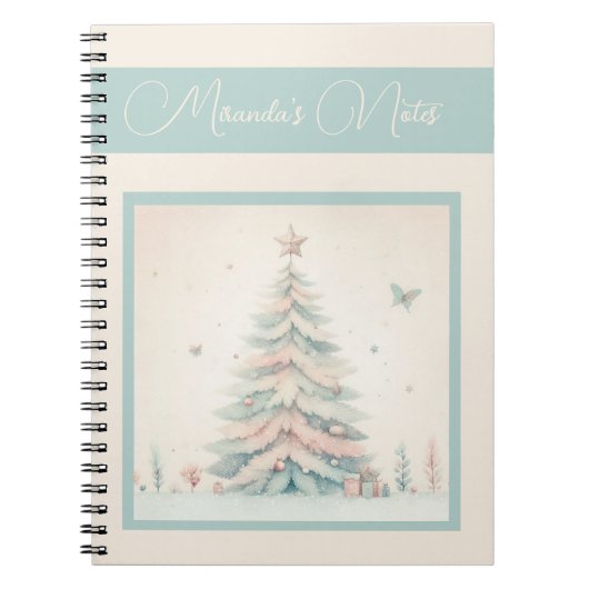 ヴィンテージ淡い色のメリークリスマスパーソナライズされたノート ノートブック (正面)
