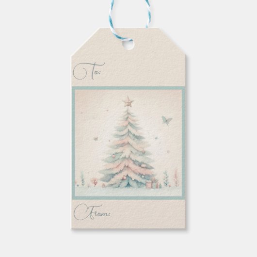 ヴィンテージ淡い色のメリークリスマス ギフトタグ (正面)