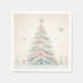 ヴィンテージ淡い色のメリークリスマス スタンダードカクテルナプキン (正面)