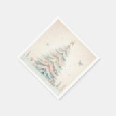 ヴィンテージ淡い色のメリークリスマス スタンダードカクテルナプキン (角)