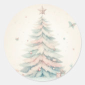 ヴィンテージ淡い色のメリークリスマス ラウンドシール (正面)