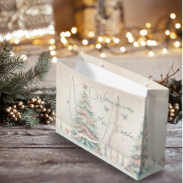 ヴィンテージ淡い色のメリークリスマス ラージペーパーバッグ