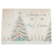 ヴィンテージ淡い色のメリークリスマス ラージペーパーバッグ (正面)