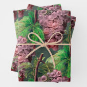 ヴィンテージ淡紫の葡萄とつる植物オングリーン ラッピングペーパーシート (インサイチュ)