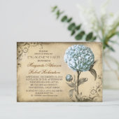 ヴィンテージ淡青色牡丹田舎婚約パーティ 招待状 (スタンド正面)