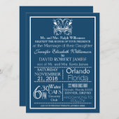 ヴィンテージ深いブルータイポグラフィ結婚式招待状 招待状 (正面/裏面)