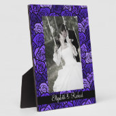 ヴィンテージ深いブルーバラ結婚の写真プラーク フォトプラーク (側面)