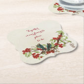 ヴィンテージ深いレッドアンドブルーバードフローラ引用文 ペーパーコースター (アングル)