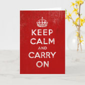 ヴィンテージ深いレッド動揺してKeep Calm and Carry On カード (黄色い花)