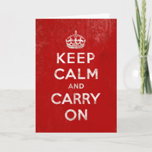 ヴィンテージ深いレッド動揺してKeep Calm and Carry On カード