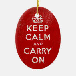 ヴィンテージ深いレッド動揺してKeep Calm and Carry On セラミックオーナメント