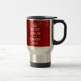 ヴィンテージ深いレッド動揺してKeep Calm and Carry On トラベルマグ