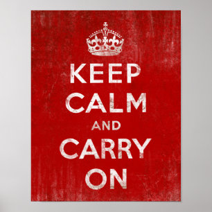 ヴィンテージ深いレッド動揺してKeep Calm and Carry On ポスター