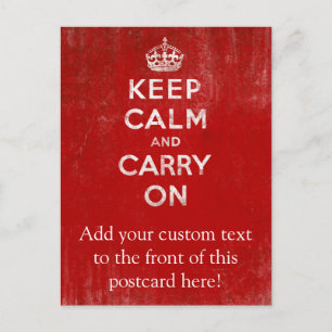 ヴィンテージ深いレッド動揺してKeep Calm and Carry On ポストカード
