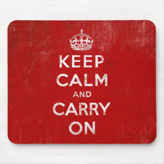 ヴィンテージ深いレッド動揺してKeep Calm and Carry On マウスパッド (正面)