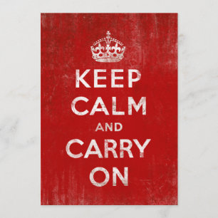 ヴィンテージ深いレッド動揺してKeep Calm and Carry On 招待状