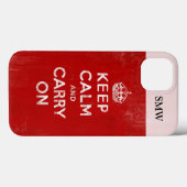 ヴィンテージ深いレッド動揺してKeep Calm and Carry On Case-Mate iPhoneケース (裏面 (横))