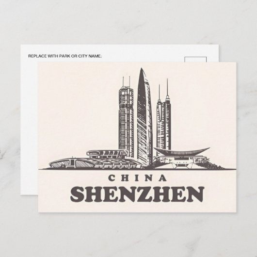 ヴィンテージ深セン中国中国のトラベル水の色 ポストカード (正面/裏面)