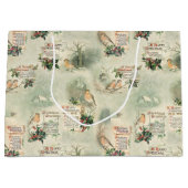 ヴィンテージ深紅色とクリスマスの挨拶 ラージペーパーバッグ (正面)