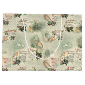 ヴィンテージ深紅色とクリスマスの挨拶 ラージペーパーバッグ (裏面)