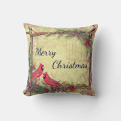 ヴィンテージ深紅色クリスマス クッション (正面)