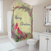 ヴィンテージ深紅色クリスマス シャワーカーテン (インサイチュ)