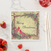 ヴィンテージ深紅色クリスマス スタンダードランチョンナプキン (インサイチュ)