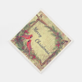 ヴィンテージ深紅色クリスマス スタンダードランチョンナプキン (角)