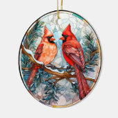 ヴィンテージ深紅色ステイングラスクリスマス セラミックオーナメント (左)