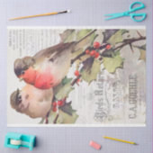 ヴィンテージ深紅色Ephemera Decopage組織P 薄葉紙 (クラフト)