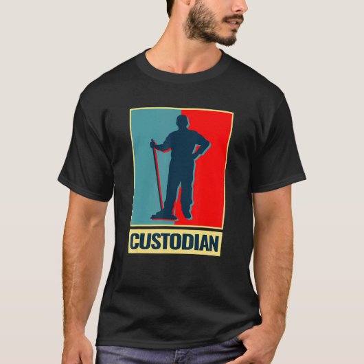 ヴィンテージ清掃員管理人用務員 清掃作業用 Tシャツ (正面)