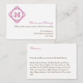 ヴィンテージ減衰式ピンクの結婚式受付 エンクロージャーカード (正面/裏面)