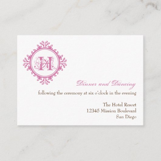ヴィンテージ減衰式ピンクの結婚式受付 エンクロージャーカード (正面)