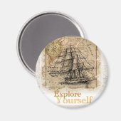 ヴィンテージ渦地図やる気を起こさせる引用文 マグネット (正面/裏面)