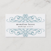 ヴィンテージ渦巻きフレームの花色 名刺 (正面)