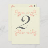 ヴィンテージ渦巻き、オレンジ、グレー結婚のテーブル番号 ポストカード (正面/裏面)