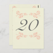 ヴィンテージ渦巻き、オレンジ、グレー結婚のテーブル番号 ポストカード (正面/裏面)