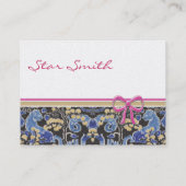 ヴィンテージ渦巻形のアニマルプリントブルータンラズベリー 名刺 (裏面)